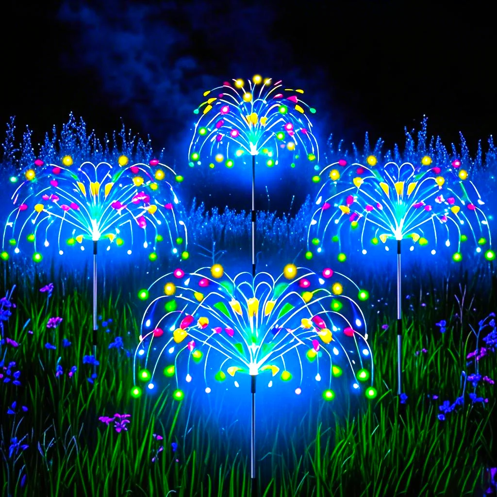 Luci solari da giardino a LED Luci solari impermeabili per fuochi d'artificio fai da te per esterni Lampada da terra Prato Cortile Percorso Patio Deocoration 1