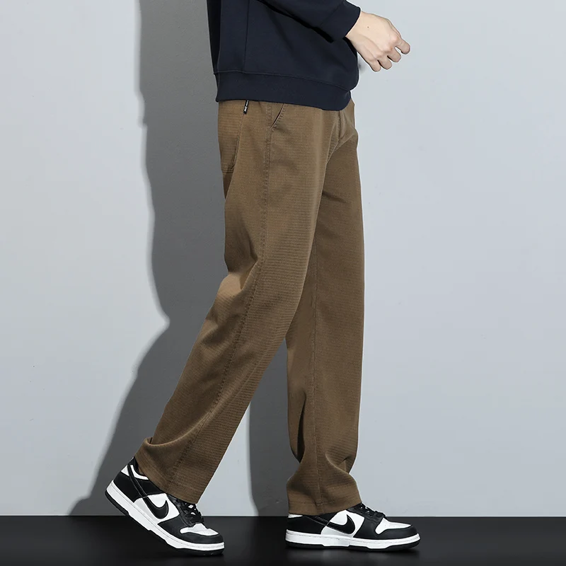 Jeans da uomo Lyocell dritti larghi in vita elastica 2025 Autunno Inverno Marchio di moda Pantaloni comodi e versatili Taglie forti 5XL 4