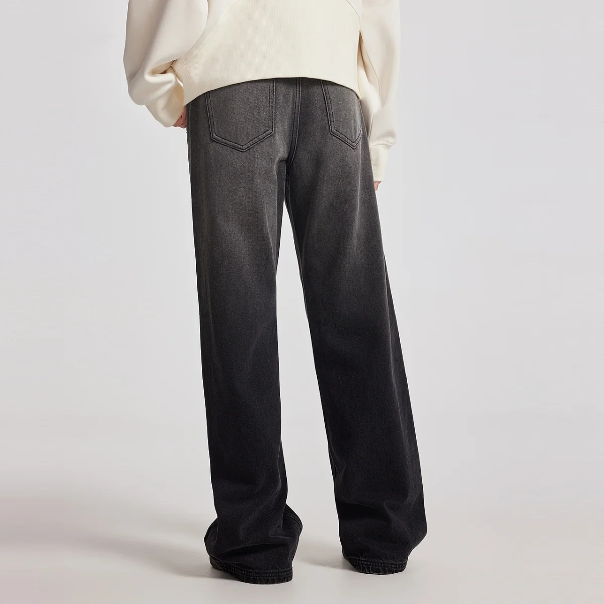 Metersbonwe Jeans denim a gamba dritta sfumati lavati da donna Pantaloni dimagranti a vita alta non elasticizzati Autunno Inverno Pendolari 5