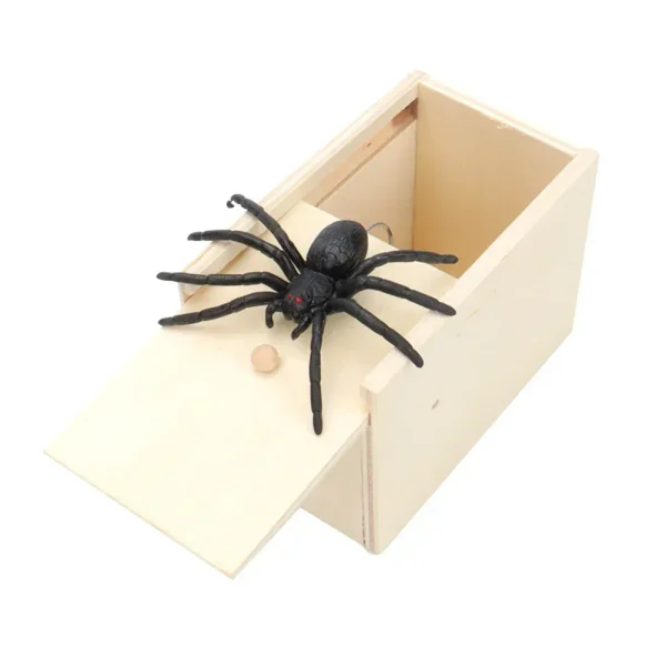 Spider Prank Box wood Fun Surprise Happy Box Gags pratico scherzo spaventare giocattoli novità regali di Halloween per gli amici DROPSHIPPING 2