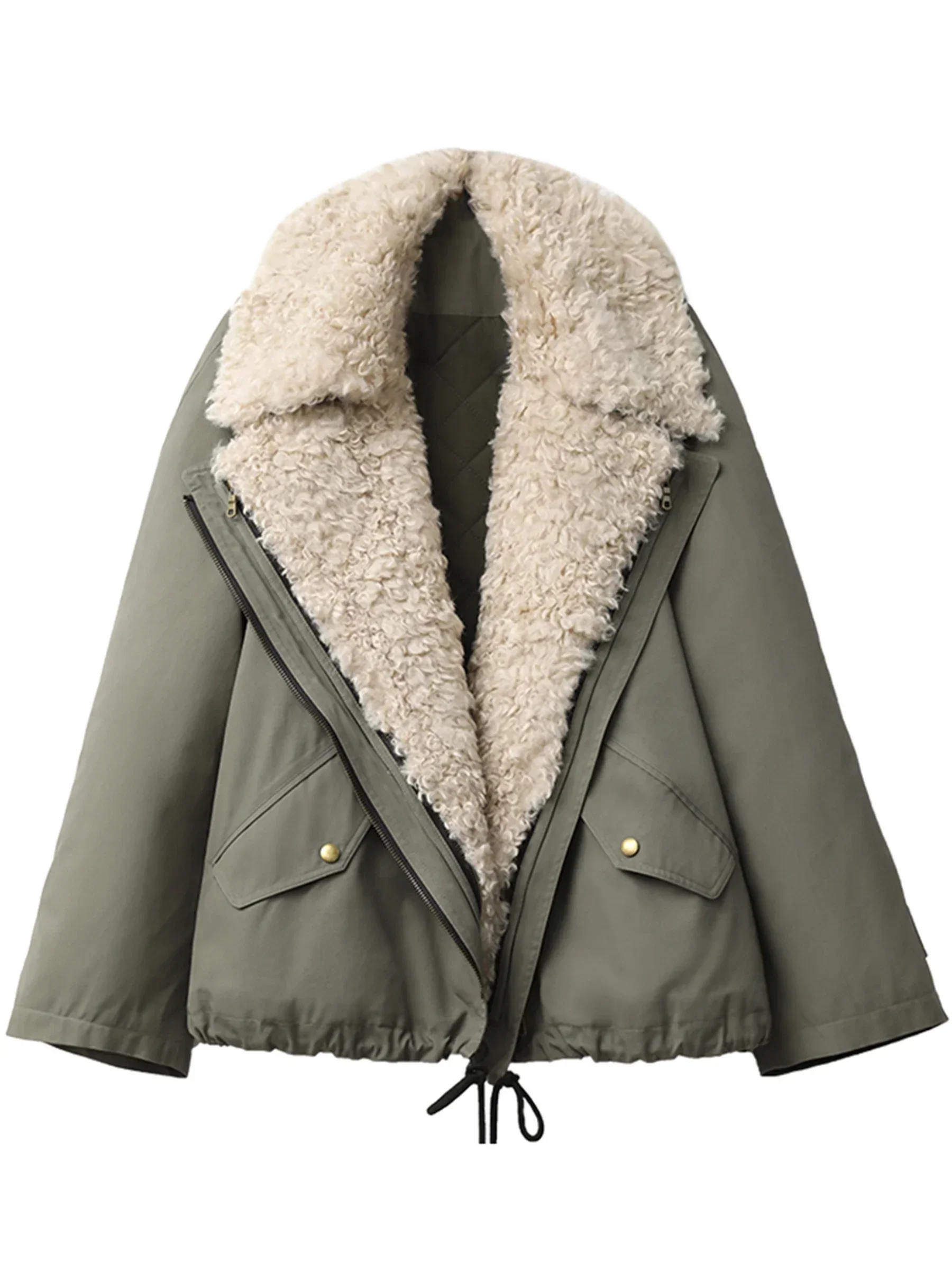 CHIC VEN Moda Donna Cappotti Allentati Casual Nuova Giacca in cotone da motociclista retrò Cappotto femminile caldo spesso Autunno Inverno 2025 5