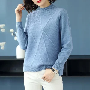 Bellissimo maglione dolcevita rosa da donna 2025 maglione pullover a maniche lunghe autunno inverno top lavorato a maglia femminile maglione da donna 1