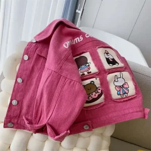 Giacca di jeans per ragazze primavera stile coreano moda bambino giacca per bambini per ragazze cappotti autunno 2 4 6 7 anni bambini ragazze giacca rosa 1