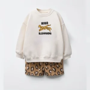 Felpe semplici + felpe con cappuccio Abbigliamento autunnale Tute a maniche lunghe per bambini Top girocollo tutto-fiammifero Pantaloncini larghi 2 pezzi / set 1