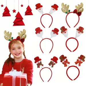 Fascia per capelli natalizia per adulti Accessorio per capelli festivo per bambini Fascia per capelli con pupazzo di neve di Babbo Natale per tutte le età Feste di Natale 1