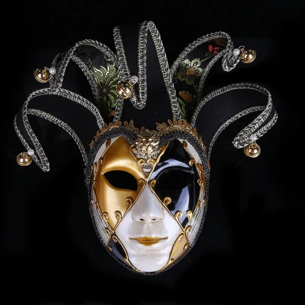 Nuova maschera da clown Masquerade per adulti Venezia Maschere viola retrò Full Face Cosplay Spaventoso Halloween Maschera da strega Puntelli Donna Uomo 1