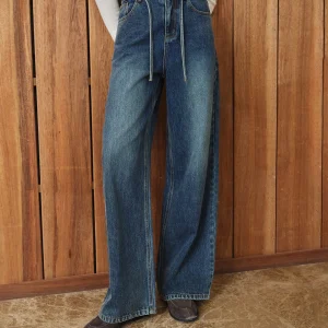  FSLE 2025 Jeans larghi a gamba dritta a vita alta da donna autunno inverno - Pantaloni casual larghi a lunghezza lunga per il comfort quotidiano 1