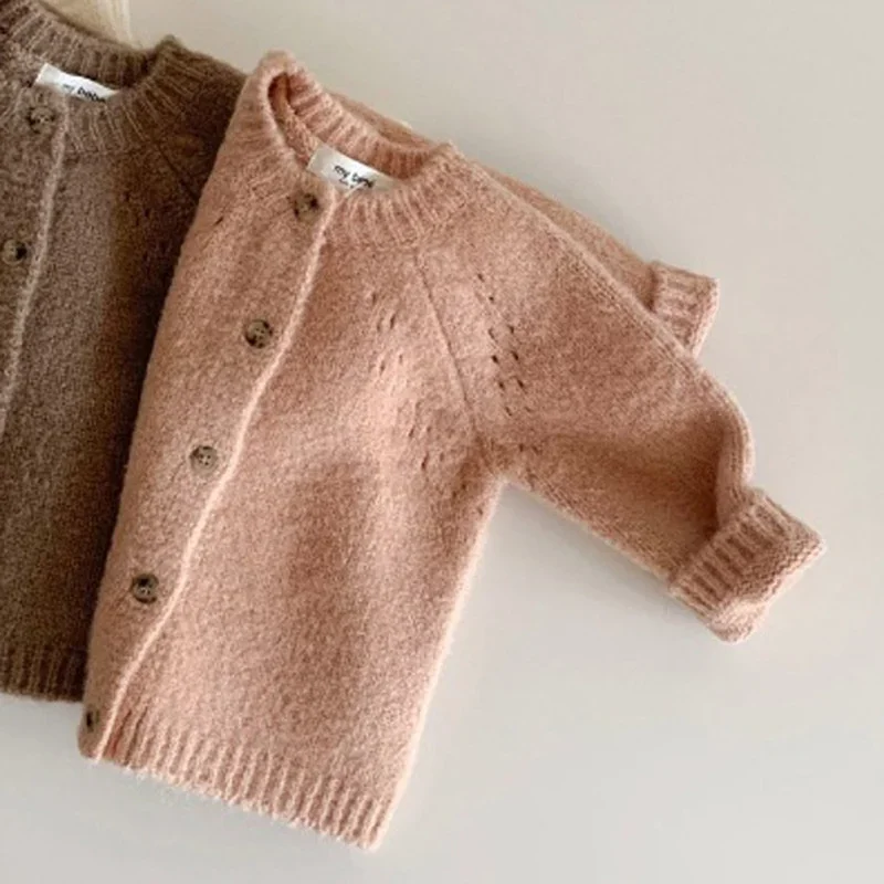Primavera Autunno Neonate Cardigan Cappotto Maglione per bambini Cardigan in maglia per bambini Maglieria per neonato Vestiti per bambina a maniche lunghe 6
