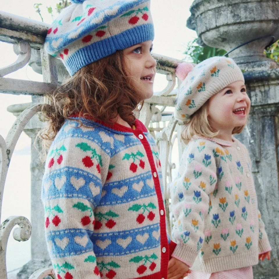 Nuovo 2025 KS Abbigliamento per bambini Vestito per ragazze Ricamo Cardigan Abito maglione Neonata Moda Top in maglia Set Felpa per bambini Capispalla 5