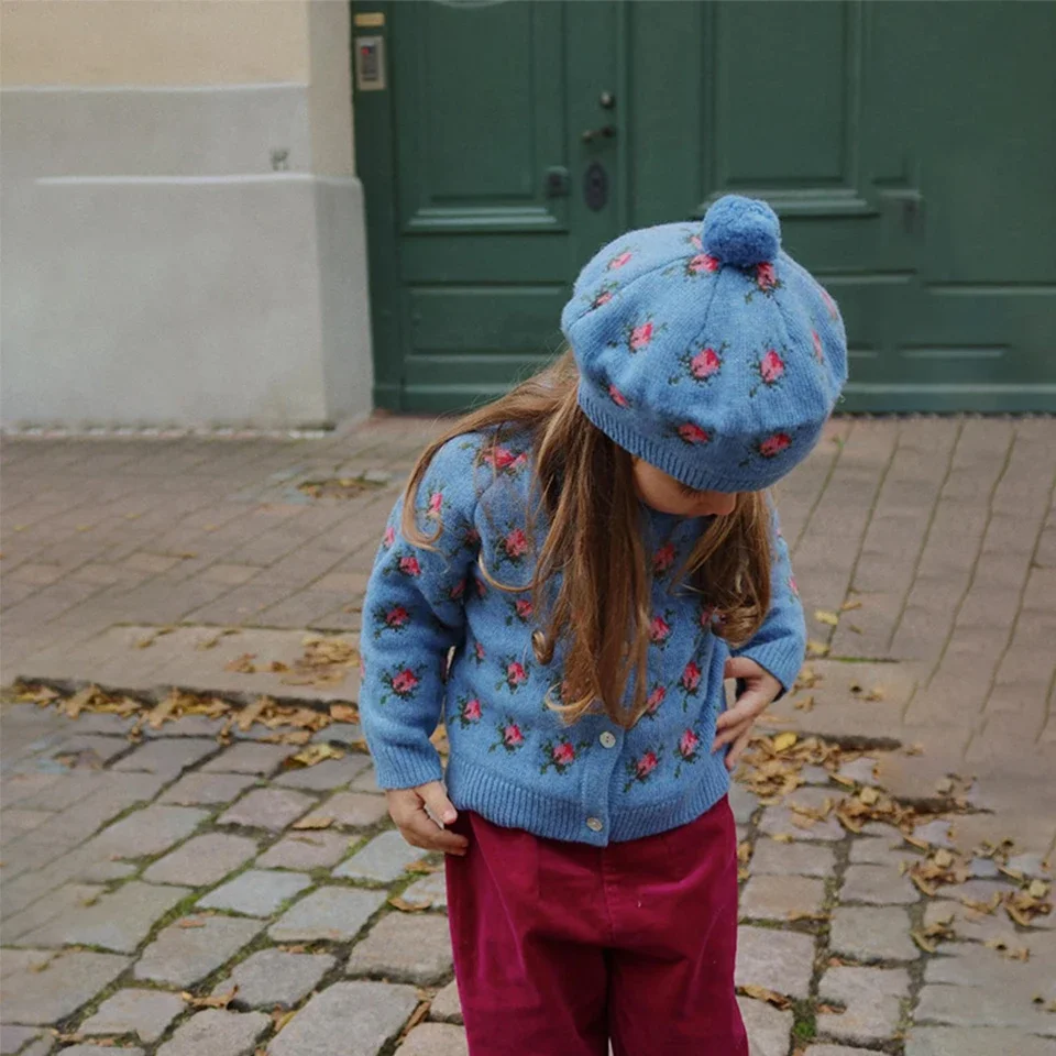 Nuovo 2025 KS Abbigliamento per bambini Vestito per ragazze Ricamo Cardigan Abito maglione Neonata Moda Top in maglia Set Felpa per bambini Capispalla 3