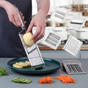 Affettatrice per frutta e verdura in acciaio inossidabile Taglierina manuale multiuso per verdure Trituratore di patate Carote Cetrioli Grattugia Utensile da cucina 1