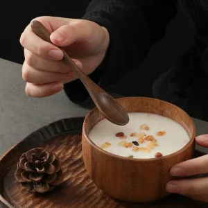 Accessori da cucina in legno con cucchiaio di noce nera che mangiano con set di stoviglie in legno massello con cucchiaio da caffè di alta qualità per uso domestico 1