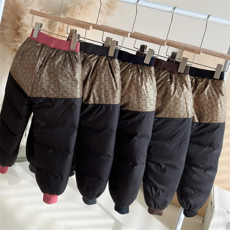 Pantaloni in piumino per bambini Ragazzi Ragazze Addensare Pantaloni invernali caldi Abbigliamento in cotone per adolescenti Pantaloni sportivi da neve antivento per bambini 3-12 anni 4