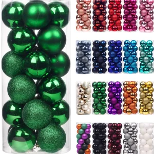 Palline di Natale Ornamenti 24Pc Verde Colorato Infrangibile Decorazione dell'albero di Natale 30-60MM Palla appesa per la festa di Natale Matrimonio 1
