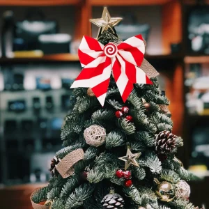 Fiocco di Natale Archi luminosi per ghirlande di Natale Fiocco per confezioni regalo Adorabile fiocco di Natale rosso bianco per caramelle per la decorazione dell'ufficio 1