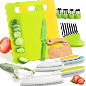 13 pezzi set di utensili da cucina Montessori pentole giocattolo da forno coltelli sicuri per bambini con tagliere per i più piccoli accessori da cucina reali 1