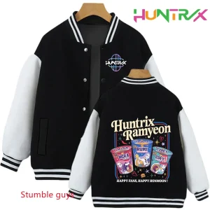 Kpop Demon Hunters Autunno Inverno Bambini Felpe con cappuccio Giacca da cartone animato Tuta da baseball Uniforme Ragazzi Ragazze 1