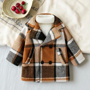 2025 Moda stile coreano ragazzo bambino gentiluomo bavero cappotto scozzese a maniche lunghe abbina tutto per 1-3 anni abbigliamento outdoor 1