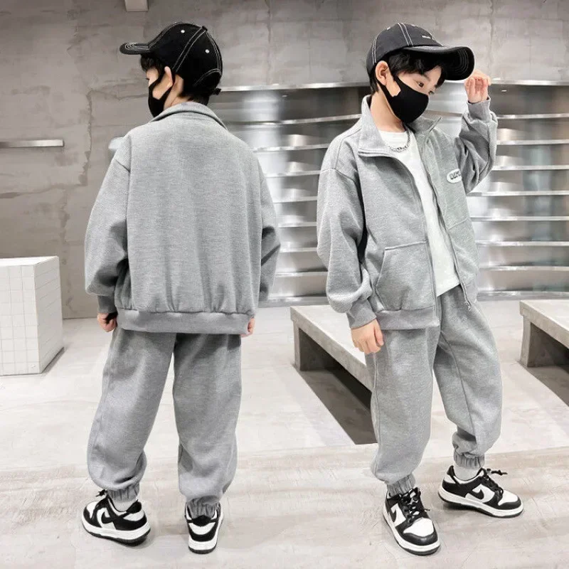 Tuta uniforme da baseball per ragazzo per bambini Adolescente Autunno Inverno Giacca con zip Cappotto e pantaloni sportivi Set Tuta da 2 pezzi per bambini 5