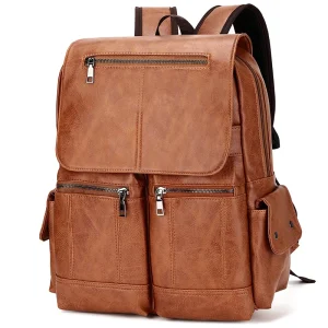 Zaino da uomo di marca di lusso di moda Zaino da scuola in pelle Borsa da viaggio impermeabile per studenti Borsa da libro in pelle casual da uomo 1