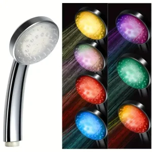 Doccia luminosa a LED, doccia a fiori piccoli, che cambia colore, senza generazione di energia idroelettrica a batteria, accessori da bagno 1