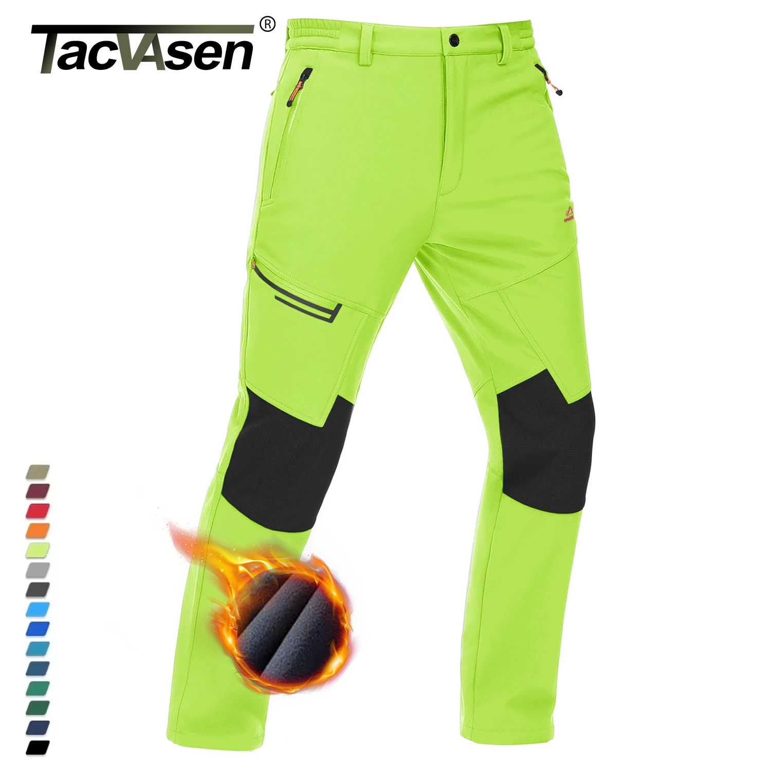 TACVASEN Pantaloni da trekking in pile addensato invernale Pantaloni termici caldi da uomo Pantaloni da sci da montagna da campeggio per pesca all'aperto antivento 1