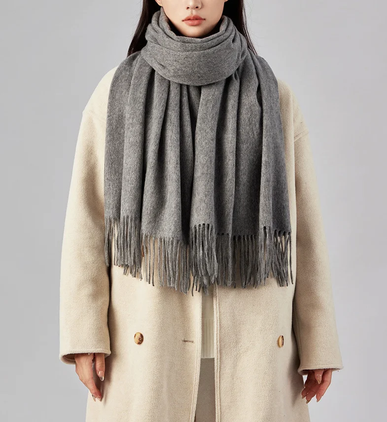 Sciarpa calda casual in tinta unita da donna invernale Scaldacollo in morbido poliestere Accessorio alla moda per la stagione fredda 5