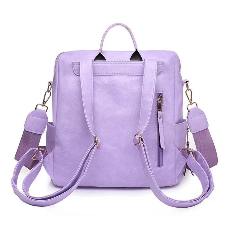 Zaino in pelle Pu da donna Borsa a tracolla femminile di moda Sac a Dos Ladies Bagpack Mochilas Borse da scuola per ragazze adolescenti 2025 5