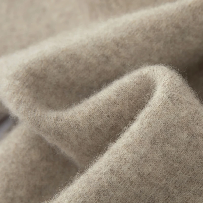 Comodo e pigro nuovo maglione con cappuccio da uomo in lana Merino 100% sciolto e spesso cappotto cardigan casual con cerniera per l'autunno e l'inverno 3