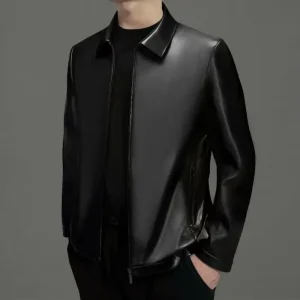 Giacca in pelle per uomo 2025 Autunno e inverno Nuova giacca versatile di mezza età 1