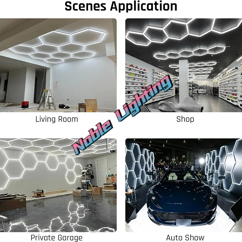 Muiti Garage Light Lampada a LED esagonale Lampada a LED a nido d'ape altamente efficiente personalizzata per officina di illuminazione a soffitto da barbiere 5