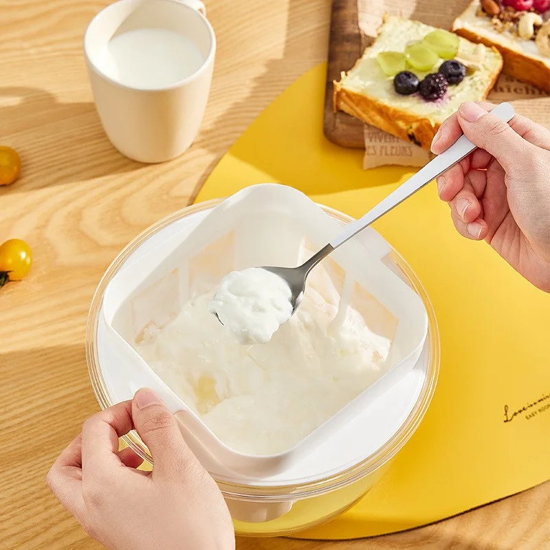 Colino per yogurt greco premium – Yogurtiera fatta in casa spessa e cremosa – Filtro a rete riutilizzabile senza BPA con coperchio 2