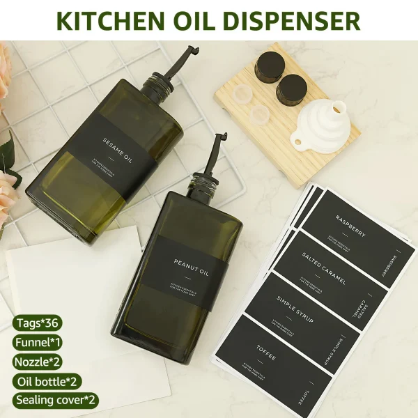 2 pezzi dispenser di olio d'oliva 500 ml bottiglia di olio di vetro bottiglia di condimento bottiglia di aceto contenitore per condimenti gadget da cucina 5