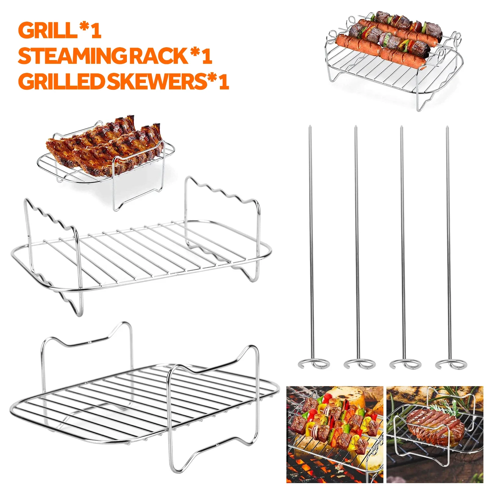 9X Heißluftfritteuse Zubehör Silikon-Einsatz Grillrostowo Ninja AF300EU AF400EU cottura accessori da forno gadget da cucina 3
