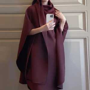 LANMREM Trendy Grande Mantella Lunga Per Le Donne Cappotti di Lana di Colore Solido Scialle Femminile di Fascia Alta Abiti Invernali 2025 Nuovo Lusso 2DB1256 1