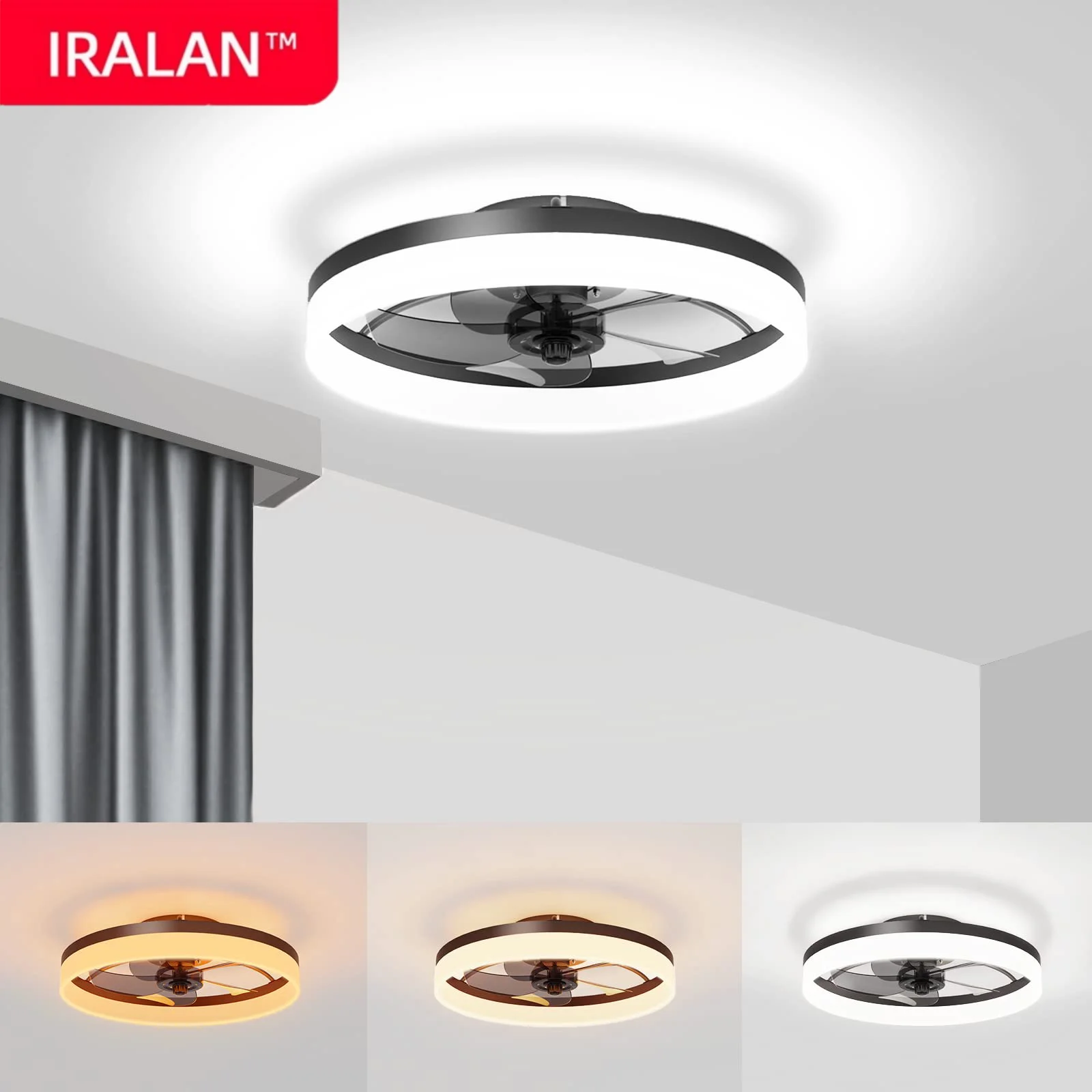 Ventilatore da soffitto nordico Illuminazione a LED Ventilatori da soffitto moderni con telecomando dimmerabile Soggiorno Lampada da soffitto con ventilatore a frequenza variabile CA 1