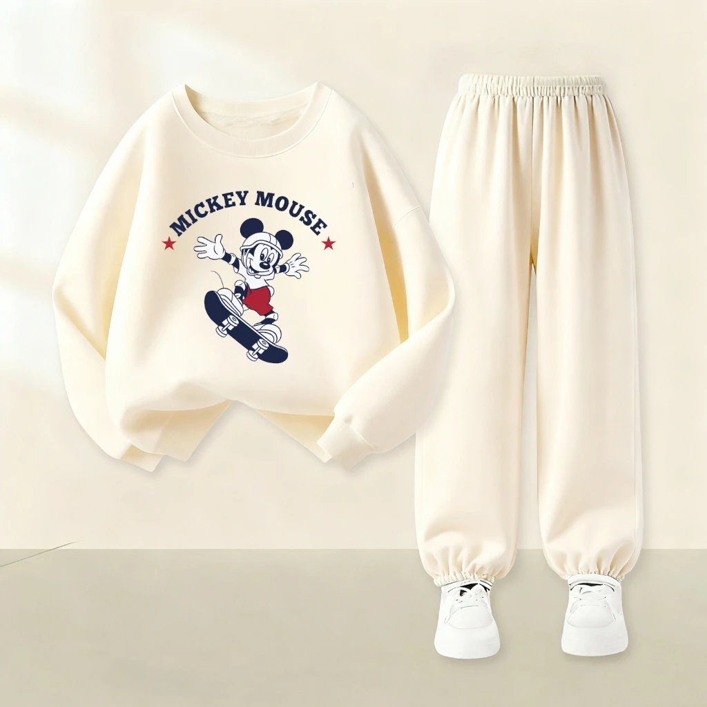 Boutique Abbigliamento per bambini Completi con cappuccio Girocollo Cartoon Topolino Felpa a maniche lunghe Pantaloni Bambini 2 pezzi/set Costume da bambino 3