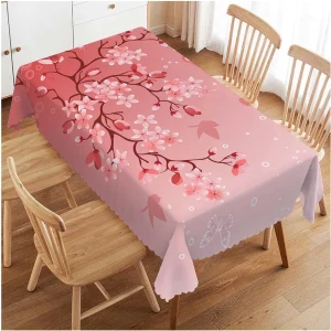Tovaglia impermeabile rettangolare con fiori di ciliegio rosa, decorazione per feste, cucina lavabile, tovaglia da pranzo, decorazioni per matrimoni 1