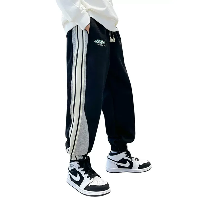 Pantaloni della tuta Ragazzi Pantaloni casual Bambini Inverno Velluto spesso Pantaloni caldi da esterno Adolescenti Ragazzi Pantaloni lunghi a righe Pantaloni sportivi per bambini 6