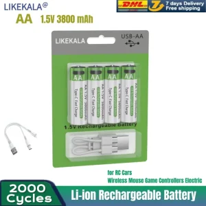 2025 Nuova batteria agli ioni di litio ricaricabile USB AA 1.5V AA 3800mah / batteria agli ioni di litio orologio per giocattoli Lettore MP3 tastiera termometro 1