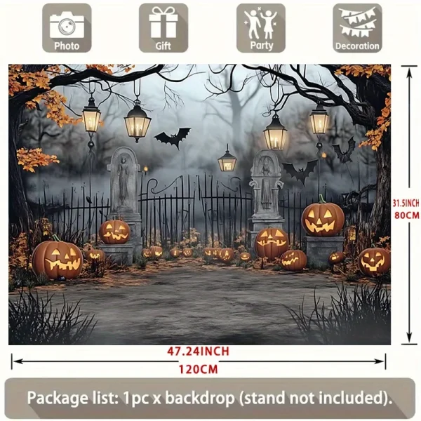 1 banner per feste di Halloween: tomba fantasma e lanterna di zucca, trail della foresta nebbiosa, decorazione di Halloween per interni ed esterni 3