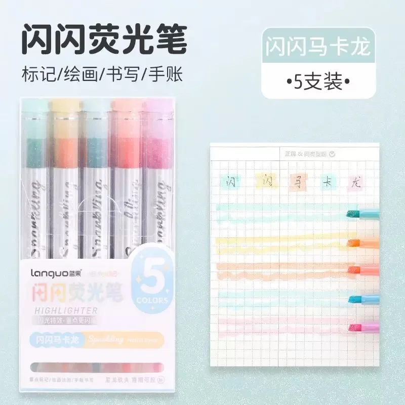 Evidenziatore da disegno Morandi a 5 colori, pennino singolo/doppio, diario per studenti, album, pittura, cancelleria, scuola, ufficio, scrittura 4