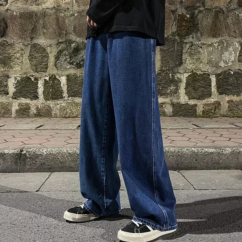 2025 autunno e inverno stile coreano jeans a gamba dritta moda uomo versatile pantaloni larghi sottili da uomo lavati retrò 6