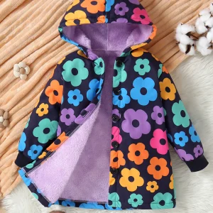 Cappotto invernale da ragazza nuovo con cappotto con cappuccio con stampa peluche adatto per tenere ai bambini caldi da medio a lungo e versatile 1