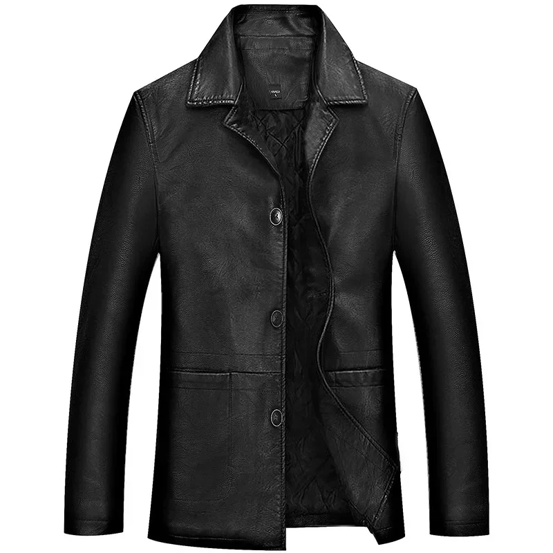 Giacca in pelle da uomo inverno classico Moto Business giacche in morbida pelle cappotti Moto spessi Casaco Masculino Plus Size 4XL 3