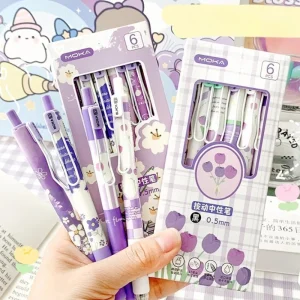 6 pz/set Estetica Fiore Penna Ins Stile Daisy Tulip 0.5mm ST Punta Liscia Esame Penna Gel per Gli Studenti Carino Regalo di Scrittura 2025 1
