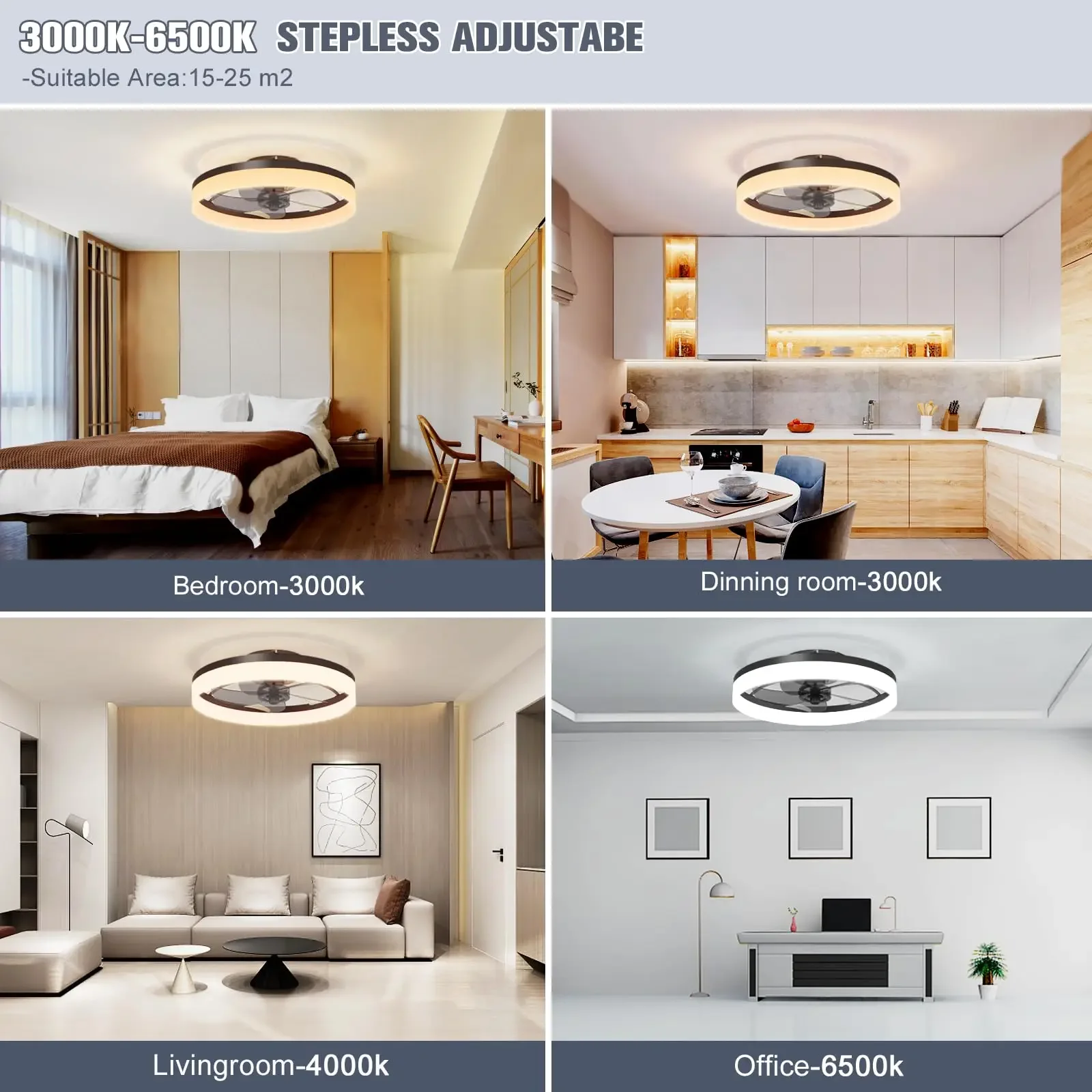 Ventilatore da soffitto nordico Illuminazione a LED Ventilatori da soffitto moderni con telecomando dimmerabile Soggiorno Lampada da soffitto con ventilatore a frequenza variabile CA 2