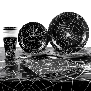Halloween Party Spider Web piatti di carta usa e getta tazza tovaglia bambini bomboniere candy bag Happy Helloween Birthday Party Decoration 1