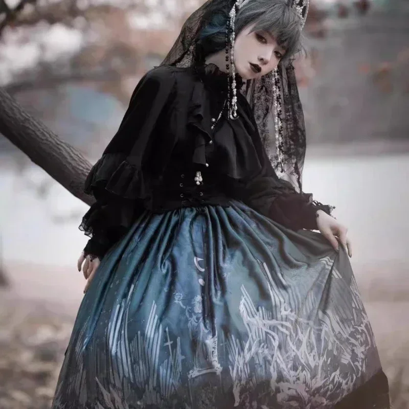 Camicetta Lolita carina giapponese Kawaii Camicia da donna con maniche a lanterna vintage Estate Y2k Estetica Patchwork in pizzo Top JK Blusas allentate 4