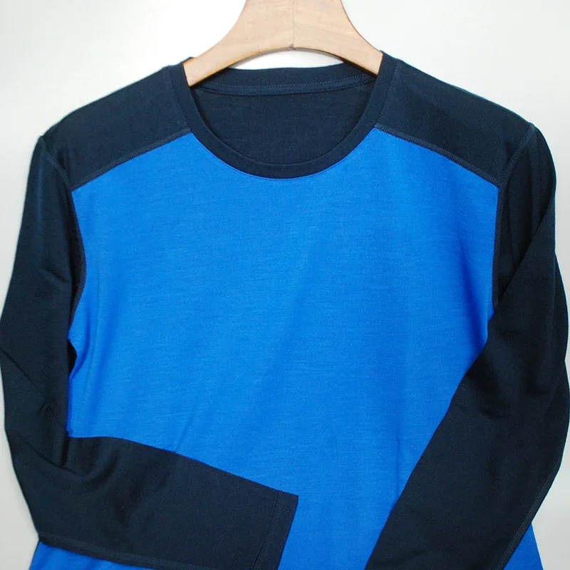 Camicie da uomo in lana merino al 100% T-shirt a maniche lunghe Strato base termico Camicia in lana merino 200 g/mq Traspirante Anti-odore 4